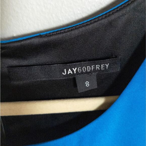 JAY GODFREY Blue Black Colorblock Sleeveless Silk Mini Dress Lined Women's 8 - Picture 3 of 4
